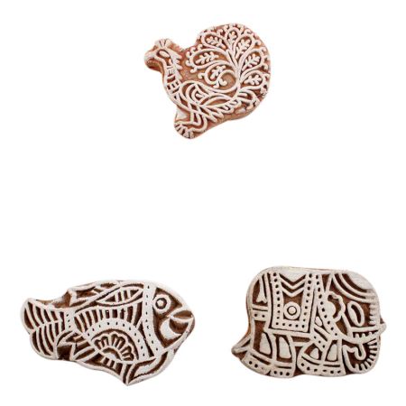 Set of 3 Piece New Mix Wooden Printing Block